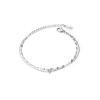 Armband FIRETTI "Schmuck Geschenk Armschmuck Armkette Schiffsankerkette", silber (edelstahlfarben, weiß, weiß), Armbänder, Damen, 23cm, Edelstahl, Armband, mit Zirkonia (synth.)