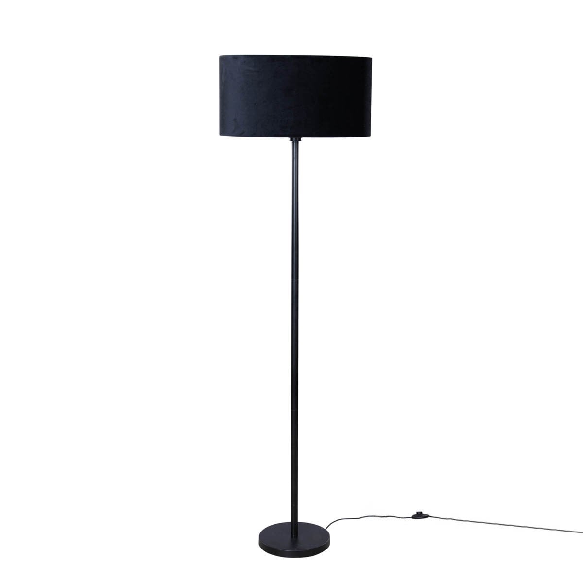 Qazqa Vloerlamp zwart met ovale velours kap