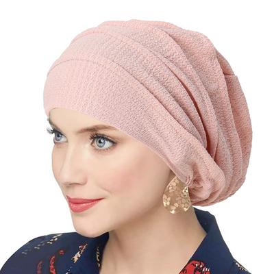 Women's Solid Color Crinkle Hijab, Elastic Head Wrap, Bonnet Head Scarf, Chemotherapy Turban 9077 fen