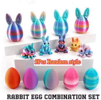 Inspire Picks 3D Printed Easter Rabbit Ornament With Egg Cute Desk Decor & Kids Gift 5pcs Random Style