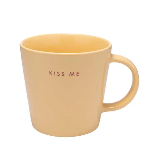 Vondels theemok KISS ME geel 350 ml