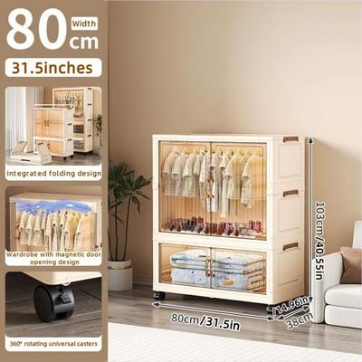 Inspired Finds Large Capacity 80cm Folding Wardrobe Closet Organizer 1 Large 1 Small