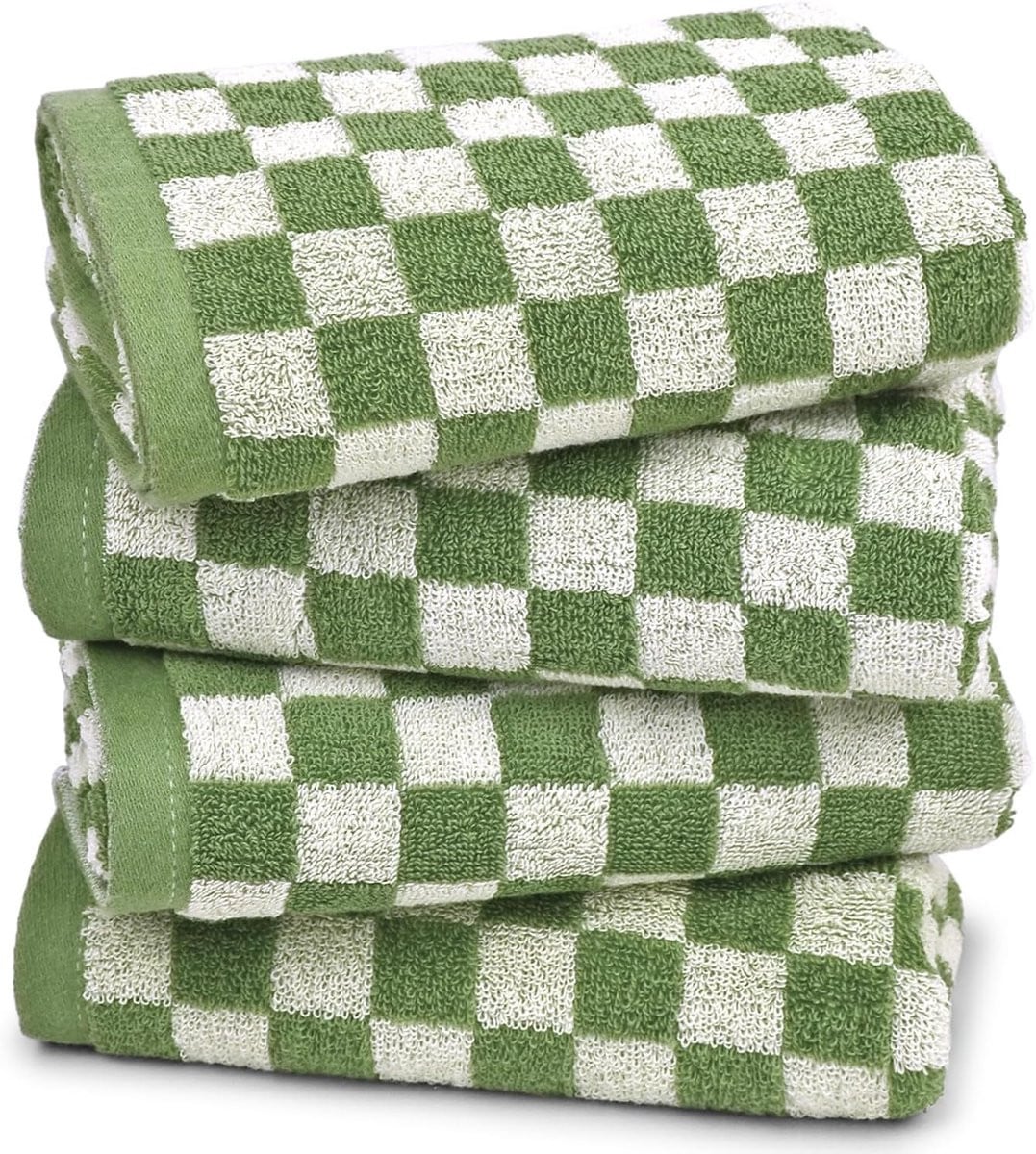 Set van 4 groene geruite handdoeken voor badkamer en keuken