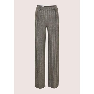 Bundfaltenhose MADELEINE "Hose Bundfaltenhose mit Nadelstreifen", Damen, Gr. 40, steingrau, berber, Hosen