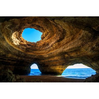 Fototapete PAPERMOON "Höhle in der Benagil-Algarve", bunt, B:5m L:2,8m, Vlies, Tapeten