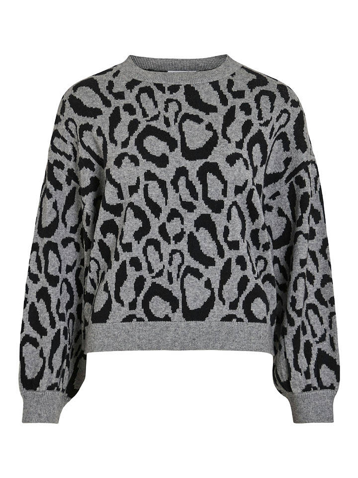 Vila Pullover "Tip" in Grau/ Schwarz - S