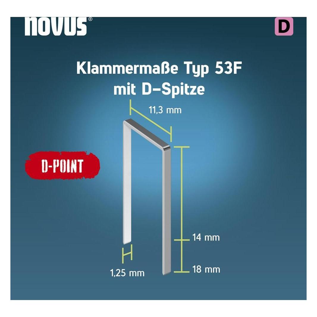 Novus Flachdrahtklammern D 53 F 18mm D-Point (042-0794)
