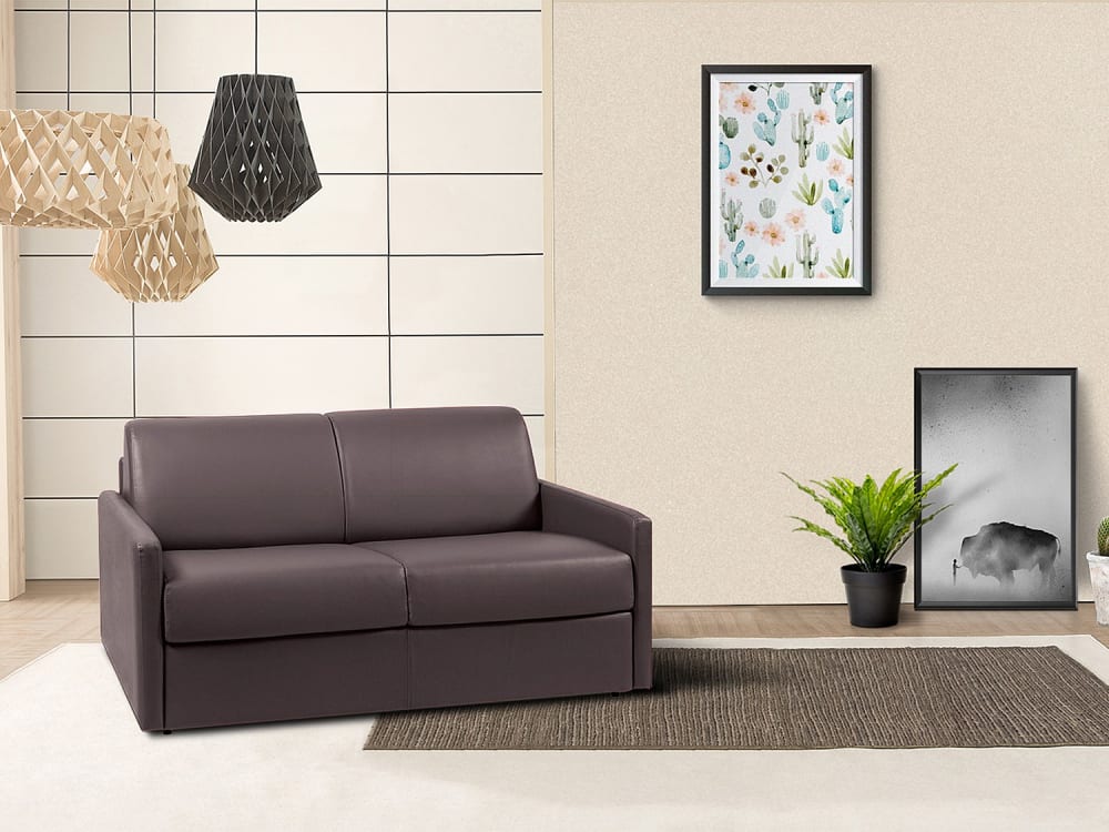 vente-unique.com Canapé convertible simili 3 places marron Marron 170x85x223cm