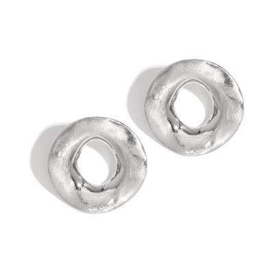 Paar Ohrstecker ADELIA´S "Ohrringe Ohrstecker in runder Form aus Edelstahl – 1 Paar", Damen, Gr. Damen, silber (silberfarben), Ohrringe, Offene Kreisform mit gebürsteter Optik – modischer Modeschmuck