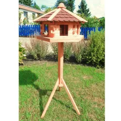 Holz Vogelhaus Orlau - Vogelhäuschen aus Kiefer/Fichte, Honigbraun - rustikales Holzvogelhaus - Nisthaus für Vögel im Garten