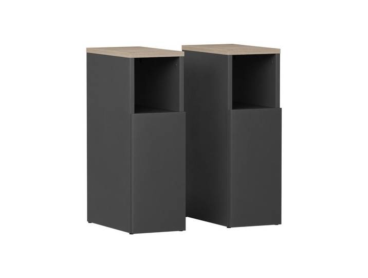 Vicco Nachttisch Enton Anthrazit/Sonoma 2er set, Anthrazit, Sonoma Eiche, Holzwerkstoff, Rechteckig, 20x59.5x35 cm, Schlafzimmer, Nachttische
