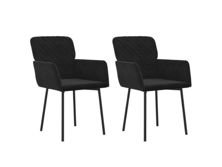 POUFGDR Esszimmerstühle, 2 Stück, Schwarz, Samt Weicher Samt, Rahmen aus Metall und Sperrholz, ergonomisch gepolsterte Rückenlehne, maximal 110 kg pro Sitz