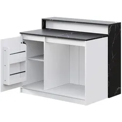 STILVORA Kücheninsel MDF Melamin Schwarz-Weiß, 120x80x100 cm, mit Haustierbereich