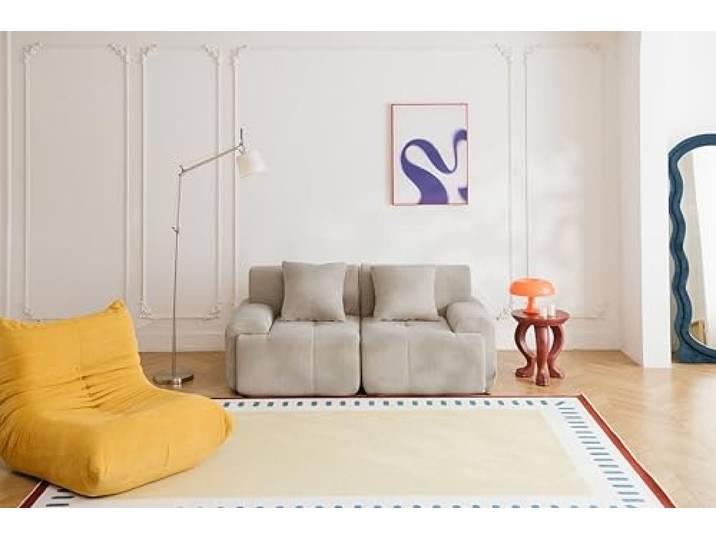 MILYsofa Modulares 2-Sitzer-Sofa, Chenille-Bezug Sandbeige, Abnehmbare Kissenbezüge (Sandbeige, 2-Sitzer)