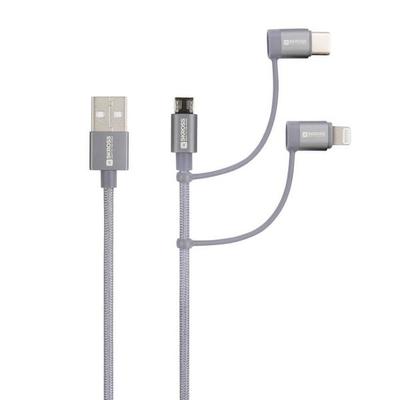 Skross USB-Kabel USB 2.0 USB-A Stecker 1.20 m Spacegrau Rund, Flexibel, Stoff-Ummantelung SKCA00143-1120CN