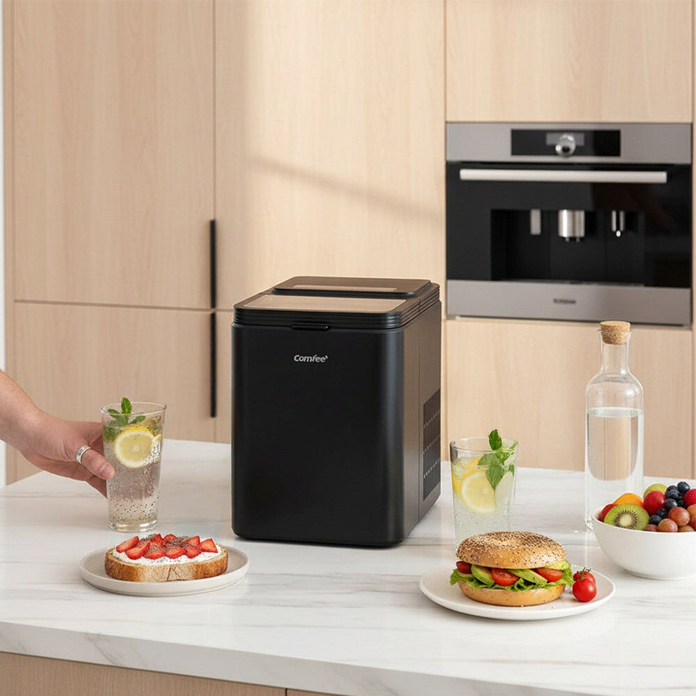 Living and Home 26.5 lb. Daily Production Cube Clear Ice Portable Ice Maker Black 29.5cm H X 21.5cm W X 29cm D
