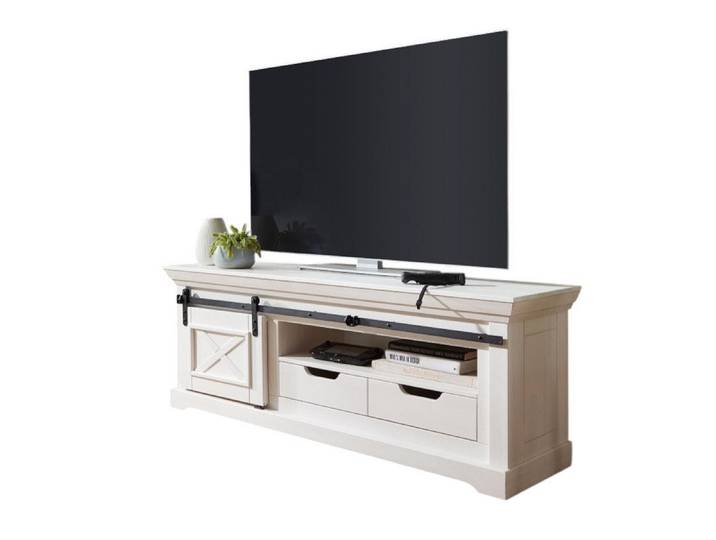 Main Möbel TV-Schrank TV Element 153x57cm Oregon Kiefer weiß & Eisen WZ-0548