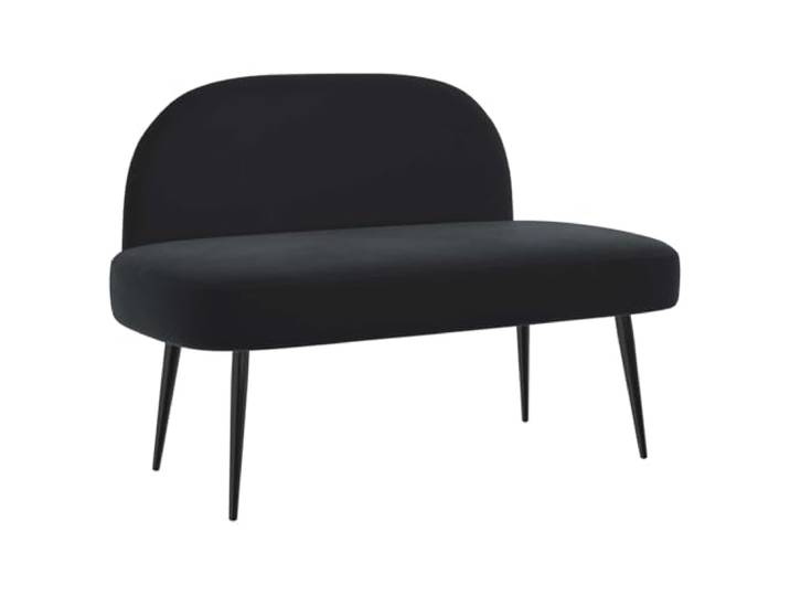 HKTMGDNG Gepolsterte Bank mit Rückenlehne Samt Schwarz 110x60x76 cm Moderne Polsterbank aus schwarzem Samt mit stabilen Metallbeinen für Flur, Schlafzimmer und Leseecke.