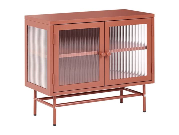 SIDEBOARD mit Glastüren Metall 77 cm Goldbraun Devon