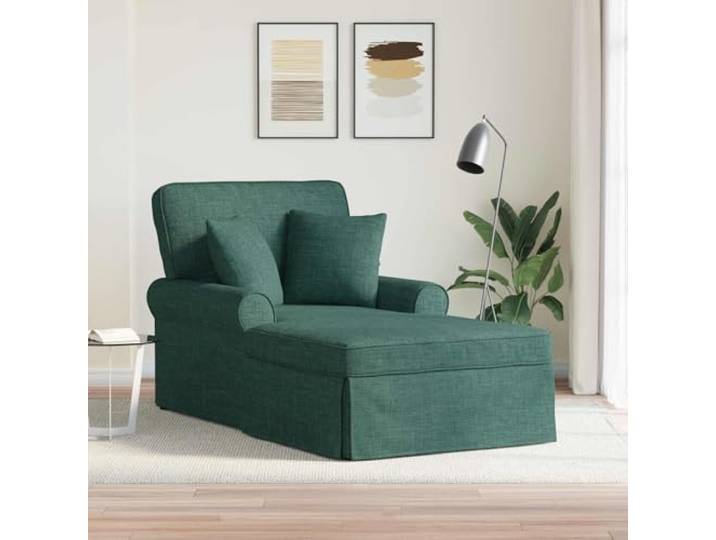KFPOERTFGD Chaiselongue mit Rock, Polster-Liege Stoff Dunkelgrün 91x157x91 Inklusive 2 Kissen, Atmungsaktiv, Abnehmbarer Bezug, Komfort-Sitzmöbel