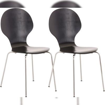 DELUKE 2er Set Besucherstuhl ATHENS - Holz Schwarz 43x45x86 cm | Besucherstühle Konferenzstuhl Wartezimmerstuhl Bürostühle Bürostuhl Konferenzraum