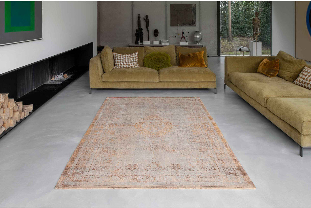 Louis de Poortere Fading World Medallion Salmon Recycled P.E.T Area Rug Brown Rectangle 140 x 200cm