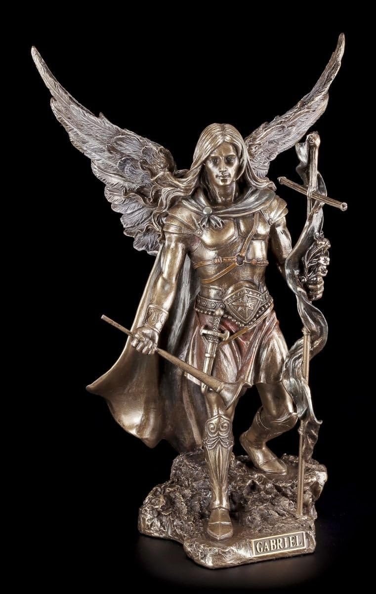 Engel Gabriel Beeld - Hemels Figuur - Bronskleurig - Hoogte: 23 cm