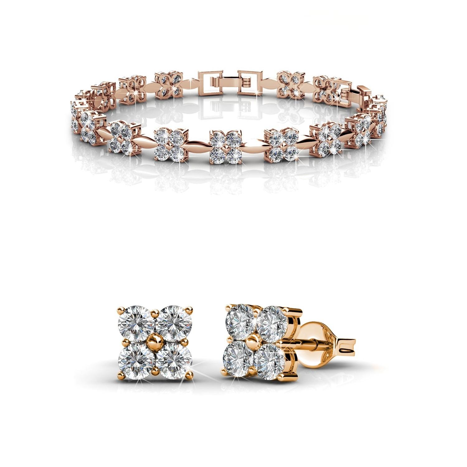 Süße quadratische Sets - Roségold und Kristall