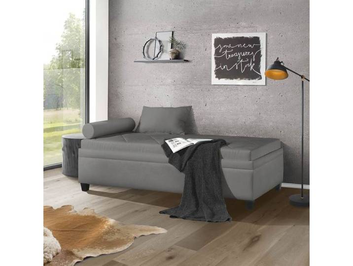 Relaxliege Kamina Komfort Microvelours mit Bettkasten Kunstfaser 53x205x105cm Dunkelgrau Relaxfunktion klassischer Stil