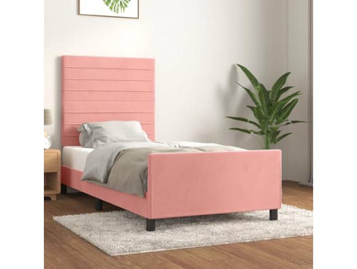 YNGBHFNOP Samt Höhenverstellbar Schlafzimmer 90x200 cm Rosa Bettgestell mit Kopfteil Rosa 90x200 cm Samt Polsterbett Hohenverstellbar Lattenrost Stabila Massivholz Schlafzimmer Moebel