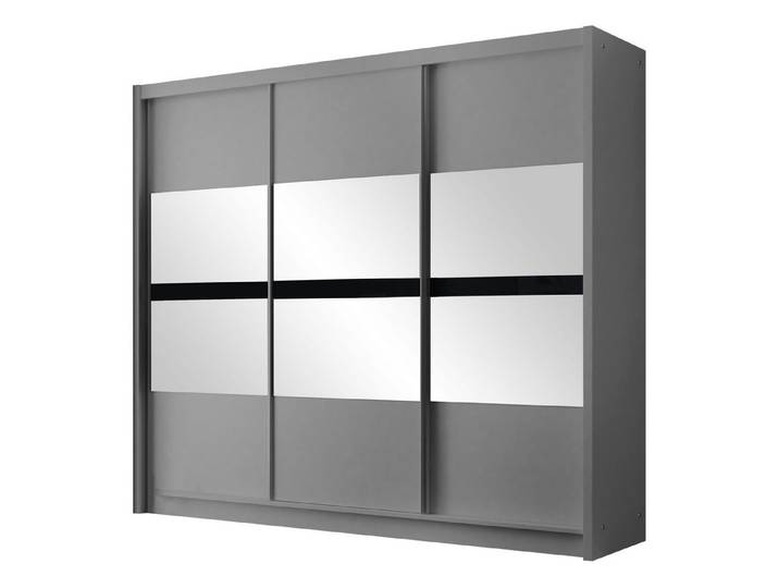 MIRJAN24 Kleiderschrank Batumi 250 (mit drei Schiebetüren) Griffe in Form von Aluminiumleisten
