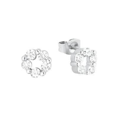 Paar Ohrstecker AMOR "Blumen", bunt (silberfarben, weiß, kristallweiß), Ohrringe, Damen, 7mm, Silber 925 (Sterlingsilber), mit Zirkonia (synth.)
