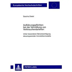 Aufklärungspflichten bei der Vermittlung von Verbraucherdarlehen, Fachbücher von Sascha Dietel