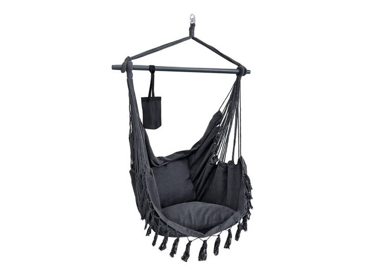 [en.casa] Hängesessel Aranga, Dunkelgrau, Textil, 100x170x50 cm, Gartenmöbel, Hängesessel