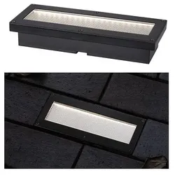 Solar LED Bodeneinbauleuchte Domenic IP67 3000K 200x80mm Schwarz