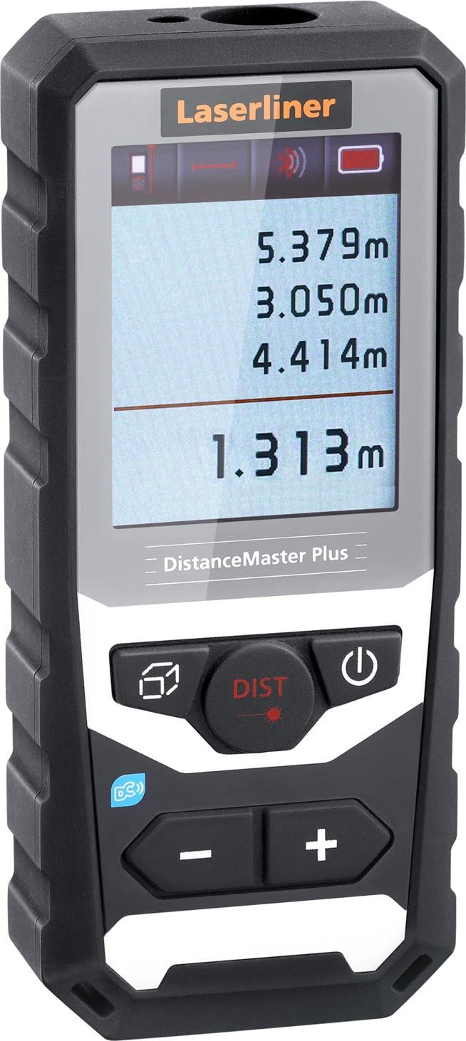 Laserliner DistanceMaster Plus digitale laser afstandsmeter met LCD-scherm, 100 meter, zwart grijs wit