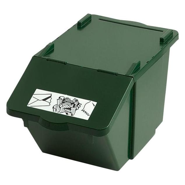 Knapsack Mülleimer Recycling-Box mit Deckel Grün 45 L stapelbar mit aufklappbarem Deckel (45 l) (6800-2)