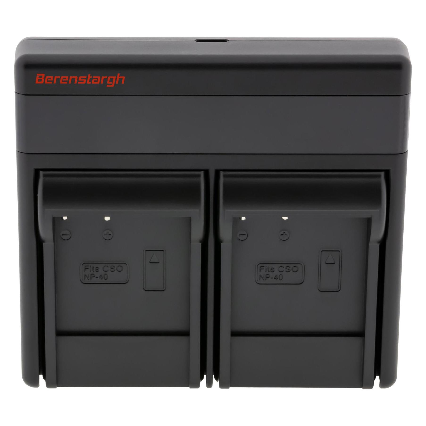 Berenstargh Dual PD Hyper Ladegerät f. Casio NP-40 USB-C in/out Powerbankfunktion (Kamera Akku Ladegerät) (61064417)
