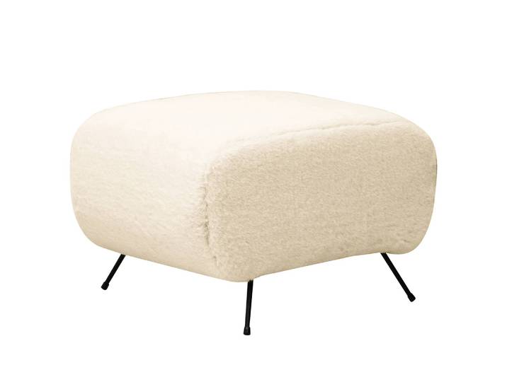 Polsterhocker Vains 57 x 59 x 46cm Beige Kunstfell Bahira: Creme