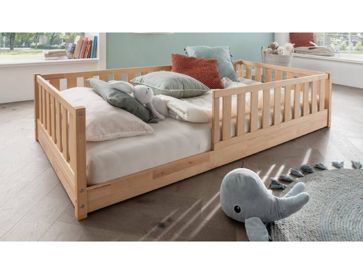 Bodenbett 120x200cm 'Frieda' Buche geölt inkl. Lattenrost