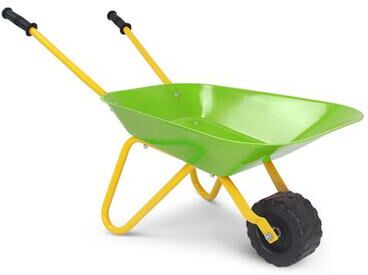 Costway Outdoor Garden Backyard Play Toy Kids Metal Wheelbarrow-Light Green