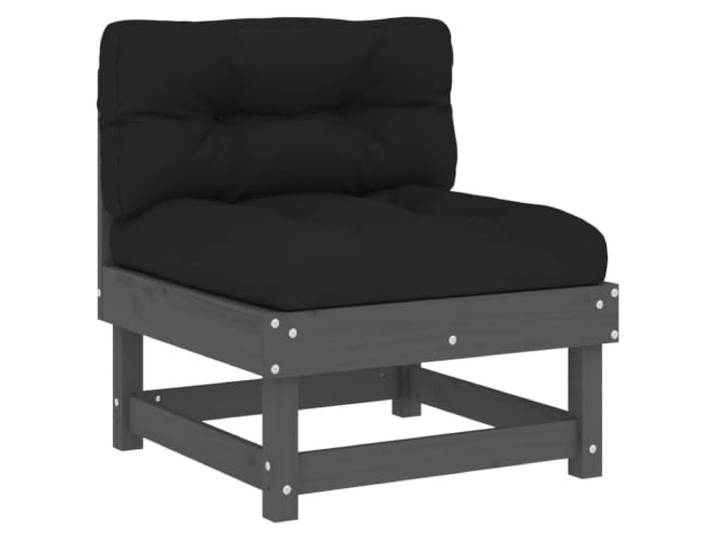 Coespram Garten Mittelsofa Massivholz Kiefer mit Kissen Grau Flexibles Sitzelement aus massivem Holz mit dicker Polsterung für Balkon, Terrasse und Garten. Erweitert Ihre Outdoor Lounge.
