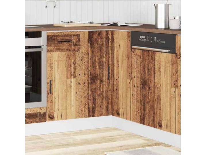 KTHLBRH Eckregal für Küche, Hafen, aus antikem Holz, 75,5 x 75,5 x 81,5 cm Stabile Spanplatte, praktische Türen, verstellbare Füße, Tragkraft 70 kg, leicht zu reinigen