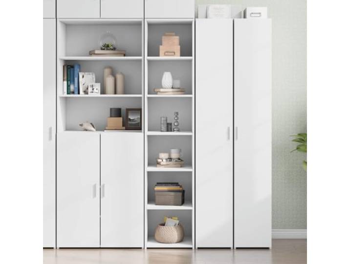 Jkghdrt Highboard Weiß 40x41x185 cm Holzwerkstoff mit Stauraum Stilvolles Möbelstück, vielseitig einsetzbar, pflegeleichte Oberfläche, schlichte Eleganz, robuste Konstruktion