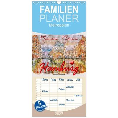 Familienplaner 2027 - Hamburg - malerische Metropole mit 5 Spalten (Wandkalender, 21 x 45 cm) CALVENDO