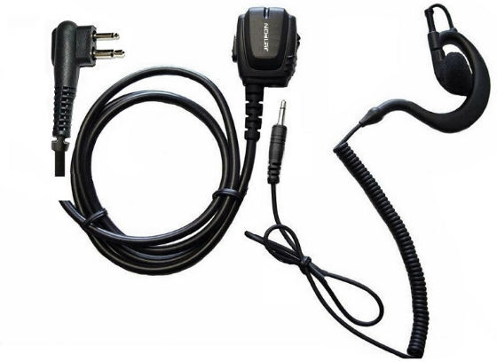 Jetfon Micro-oreillette ergonomique Motorola 2 pins avec crochet Kit mains-libres pour talkies-walkies