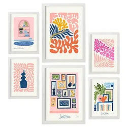 POSTER Set Mit 6 Minimalistischen In Pastellfarben Süßes Zuhause Drucke Von Landschaften Und Natur Für Innenarchitektur A3 & A4 Weißer Rahmen