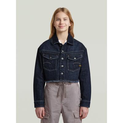 Outdoorjacke G-STAR "Girls Cropped Denim Jacke", Kinder, Gr. 6, blau (schwarz), Obermaterial: 100% Baumwolle, Jacken Outdoorjacke