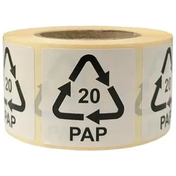 Transpak, Etiketten, Etiketten f.Italien Masse 35x35mm Haftpapier weiss selbstklebend Aufdruck 20 PAP (Wellpappe)