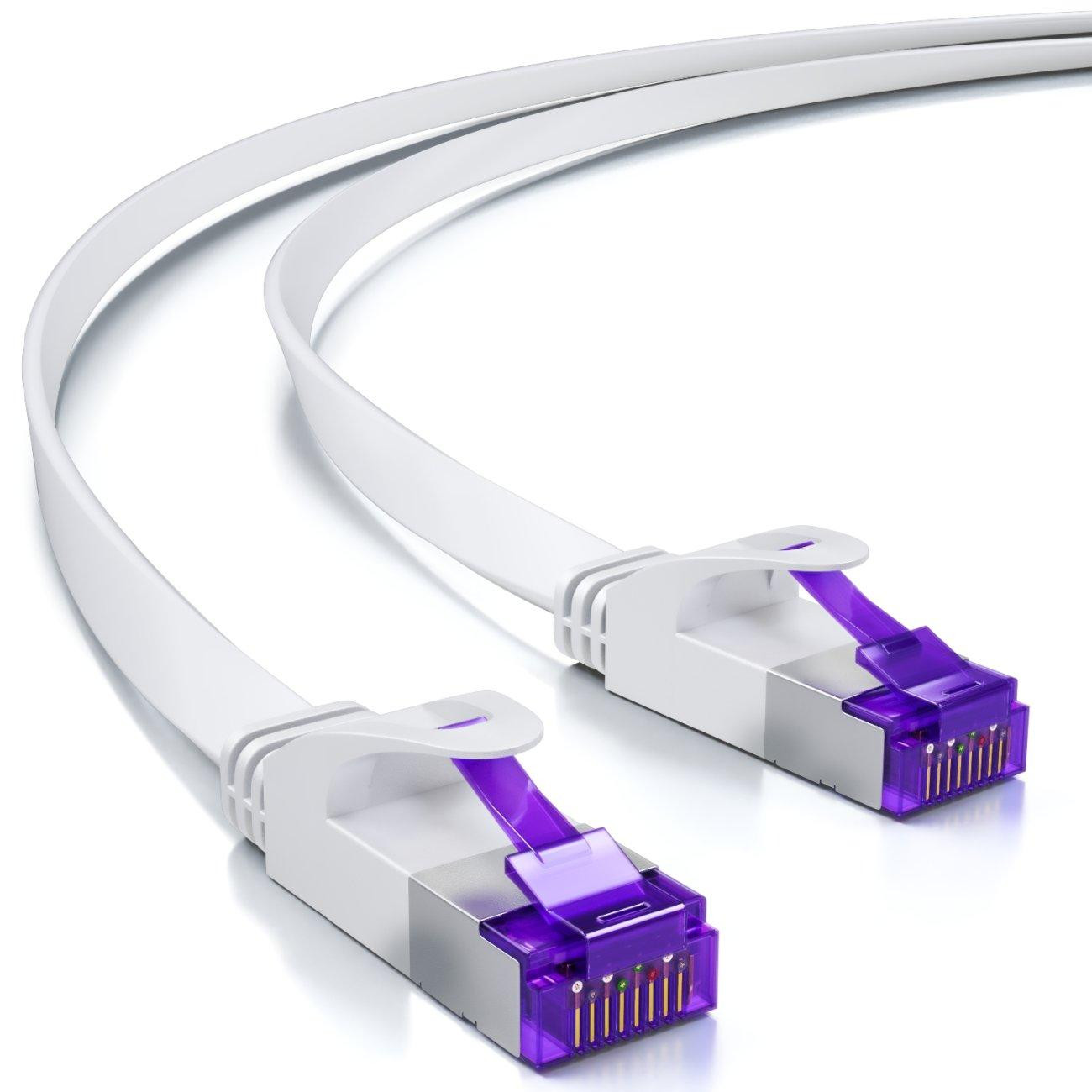 deleyCON Cat7 netwerkkabel RJ45, 10 Gbit/s LAN, Wit, Lengte: 25 meter